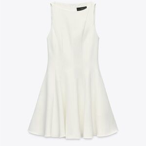 Zara White Sleeveless Mini Skater Style Dress